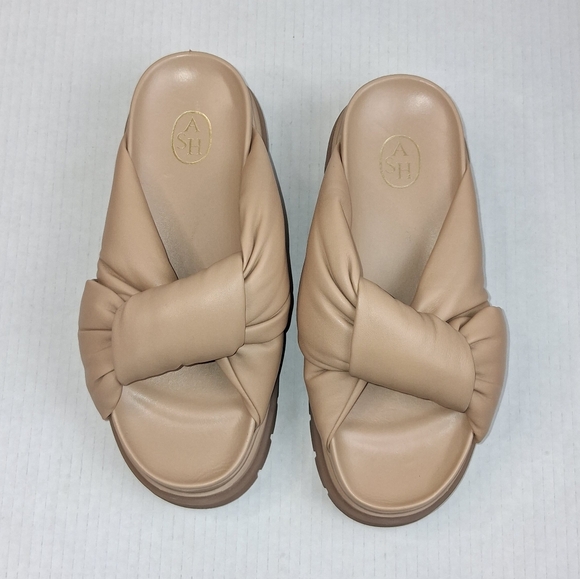 Ash Shilo Nude Knotted Lug Sole Open Toe Mule Sandals - Picture 2 of 7